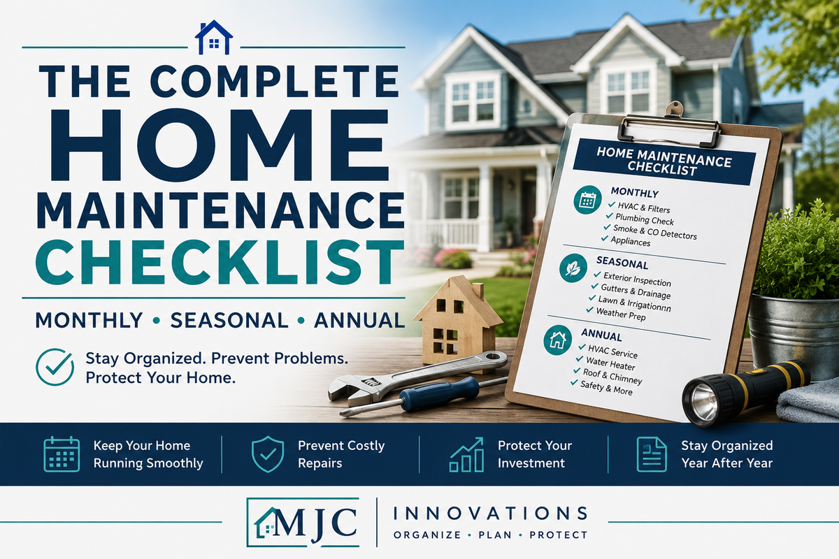 Complete home maintenance checklist for monthly, seasonal and annual household maintenance tasks